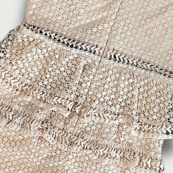 AQUA BODYCON KNIT YOLK LACE EYELET TIER MINI DRESS MEDIUM BLUSH PINK - Picture 9 of 14